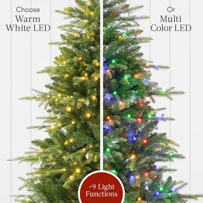 Best Choice Products Full Aspen Christmas Tree, 6ft Pre-lit Realistic Noble Fir w/ 450 Glowing Micro LED Lights, 2-in-1 White & Multicolor