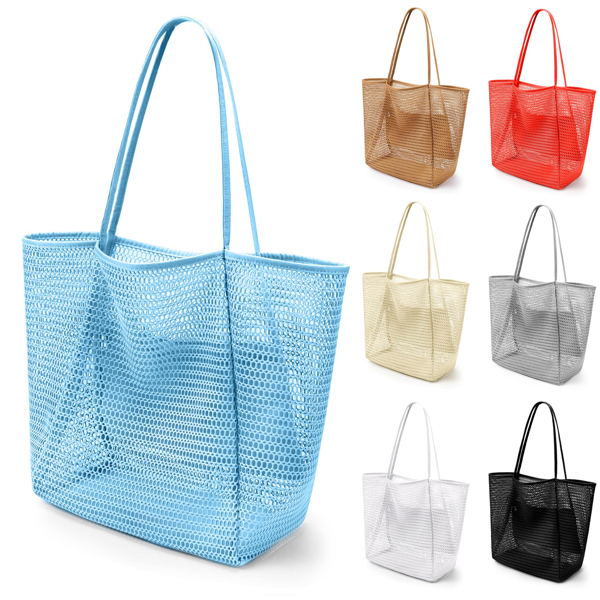 VOROLO Mesh Tote Beach Bag,Women Fairycore Hobo Bag,Shoulder Bag,Soft Summer Casual Crochet Bags