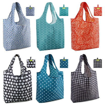 BeeGreen Christmas Reusable Gift Bags,6 Pack Large Holiday Tote Foldable Cloth Bag for Women, Cute Grocery Storage for Xmas Gifts Market Shopping, Washable Collapsible Reusable Bags with Handles​