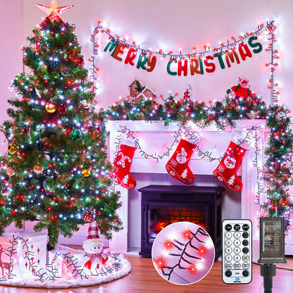 Cluster-Lights-Christmas-Tree-Lights-Outdoor, 1000 LED 50 Ft Christmas Firecrackers String Lights, 12 Modes Timer Remote Waterproof Plug in Twinkle Fairy Lights for Xmas Tree Garland Window Party