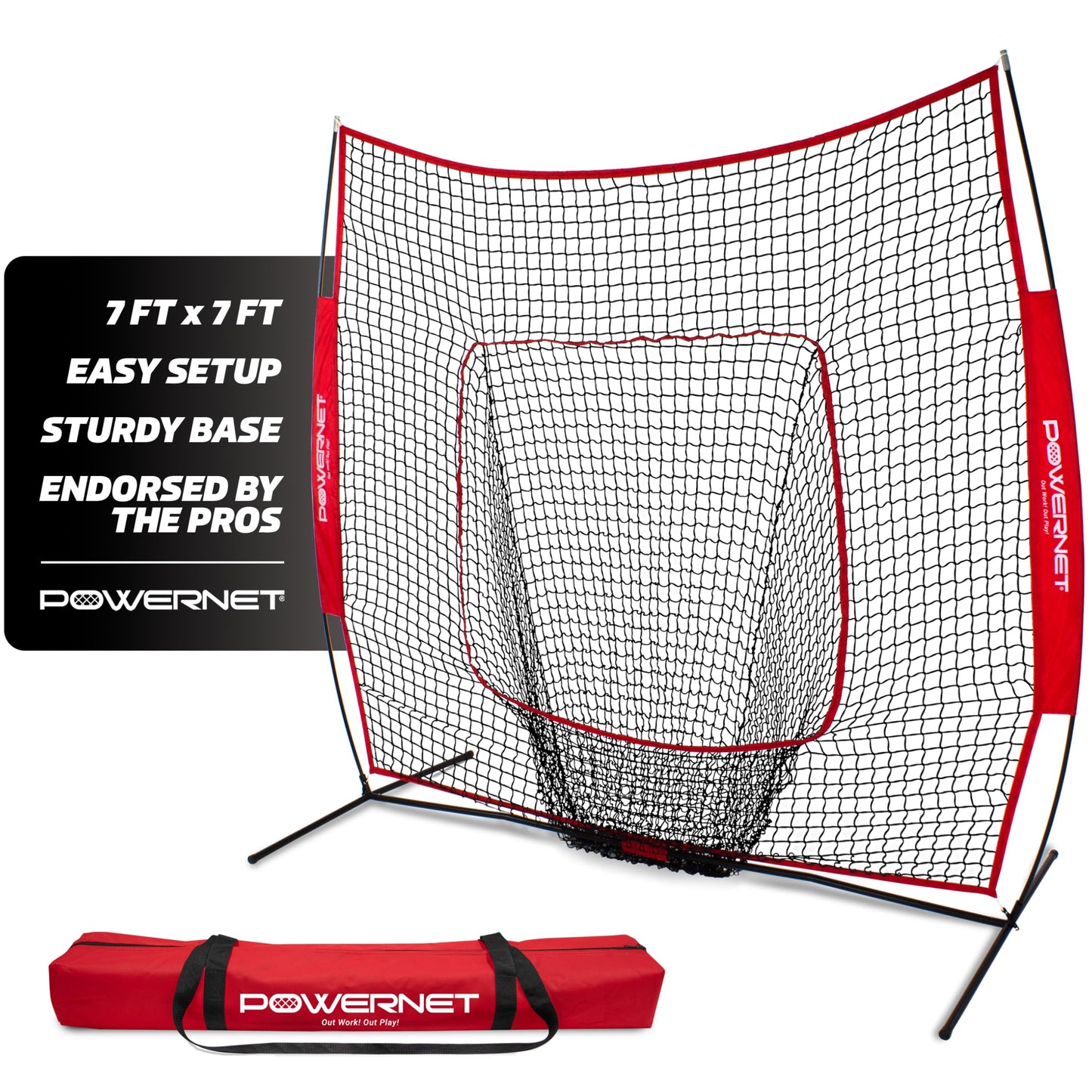 PowerNet Baseball Softball Practice Net 7x7 with Baseball Accessories for Practice Pitching, Batting & Fielding, Ball Caddy, Weighted Baseballs, Tee