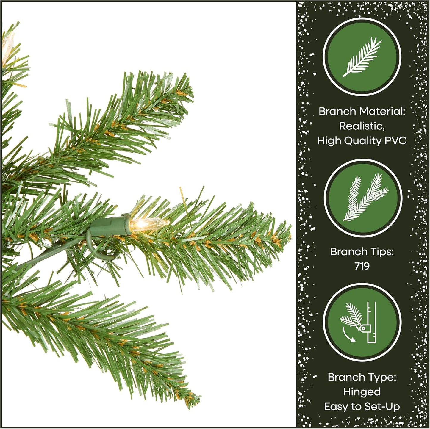 National Tree Company Artificial Pre-Lit Slim Christmas Tree, Green, Kingswood Fir, White Lights, Includes Stand, 6.5 Feet