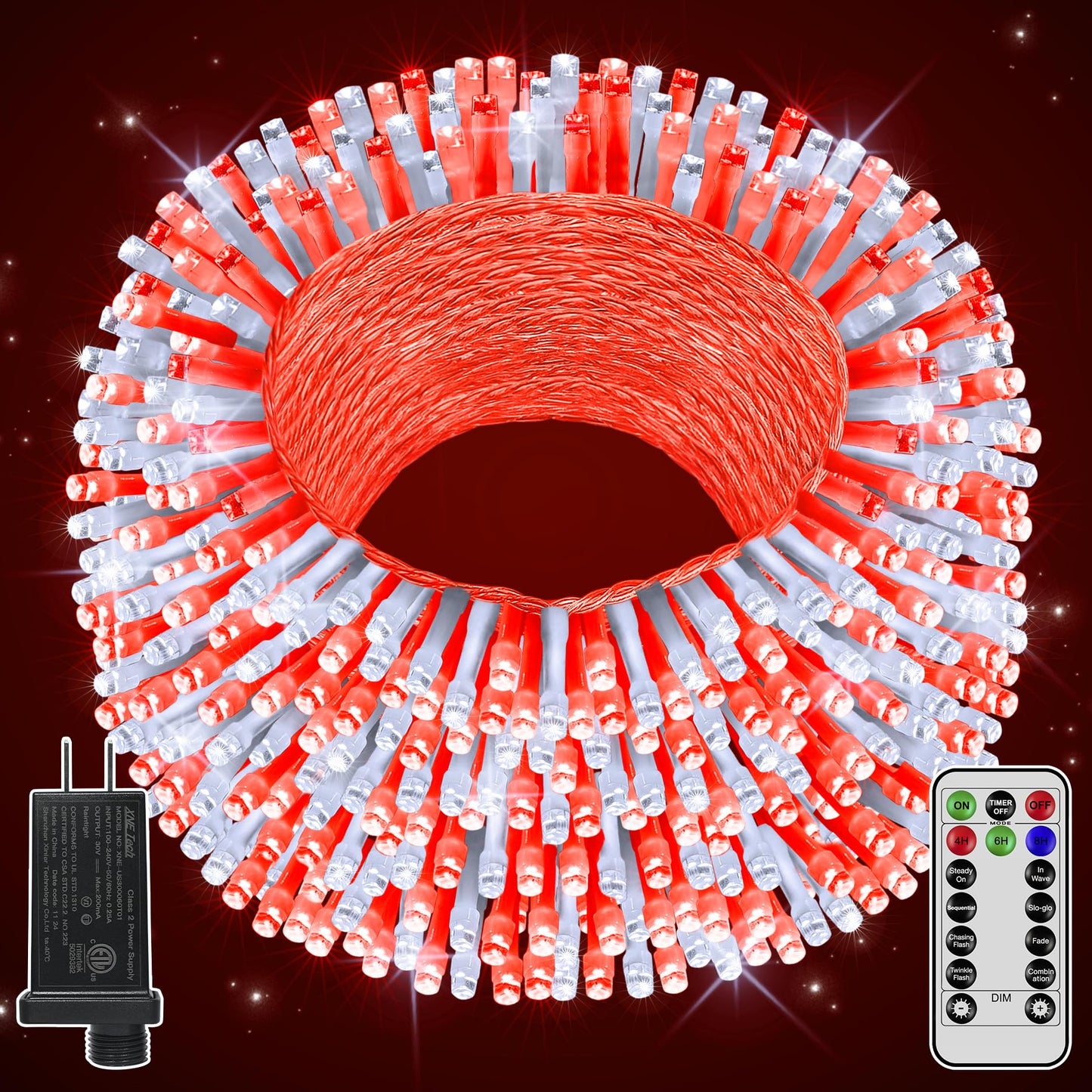 328FT 1000 LED Christmas Lights Outdoor Waterproof, Timer & Memory Function, 8 Modes Warm White String Lights Plug in Twinkle Lights for Xmas Tree Holiday Garden Party Decor