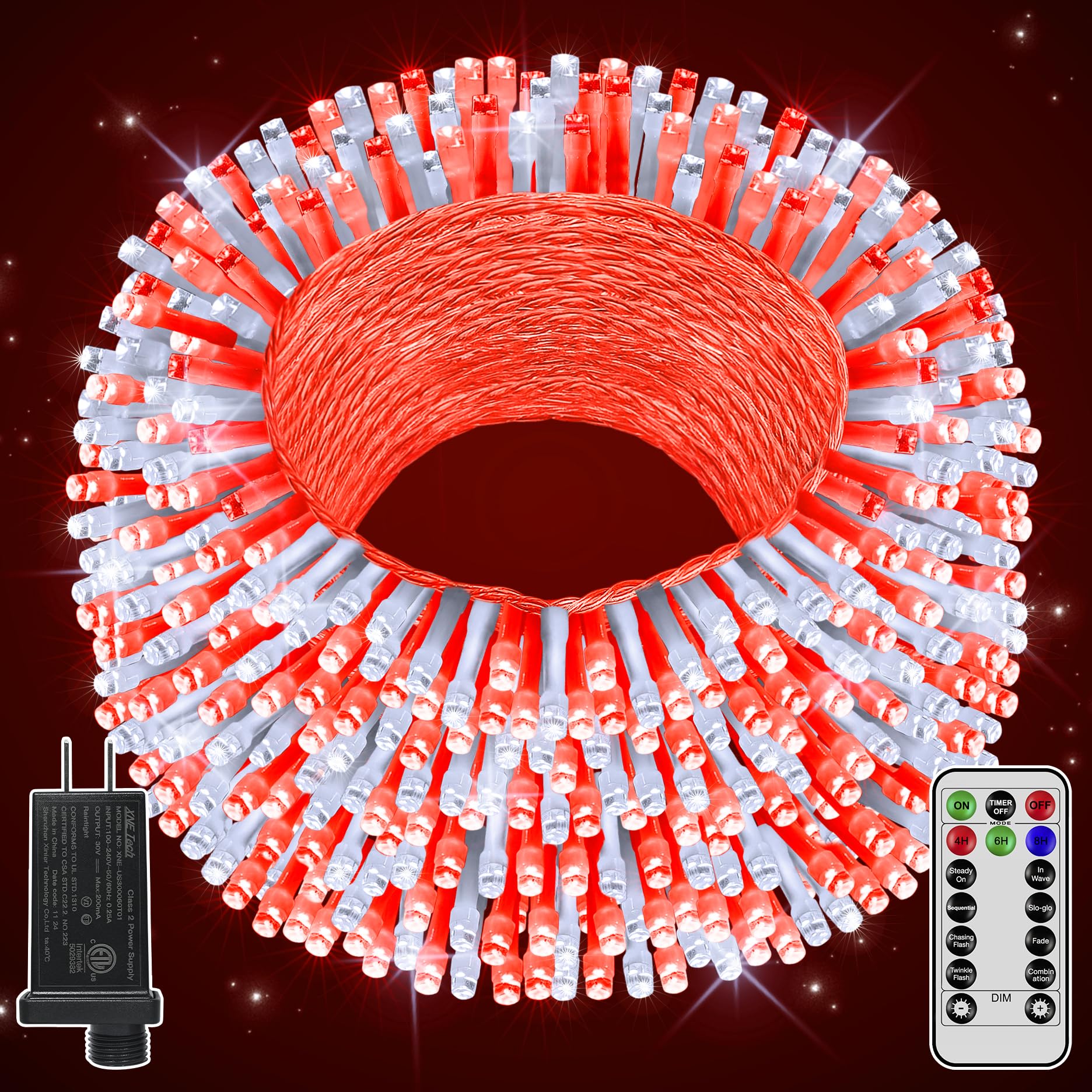 328FT 1000 LED Christmas Lights Outdoor Waterproof, Timer & Memory Function, 8 Modes Warm White String Lights Plug in Twinkle Lights for Xmas Tree Holiday Garden Party Decor