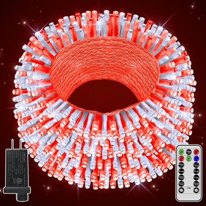 328FT 1000 LED Christmas Lights Outdoor Waterproof, Timer & Memory Function, 8 Modes Warm White String Lights Plug in Twinkle Lights for Xmas Tree Holiday Garden Party Decor