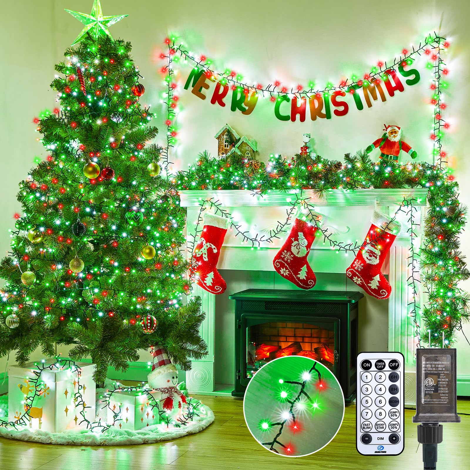 Cluster-Lights-Christmas-Tree-Lights-Outdoor, 1000 LED 50 Ft Christmas Firecrackers String Lights, 12 Modes Timer Remote Waterproof Plug in Twinkle Fairy Lights for Xmas Tree Garland Window Party