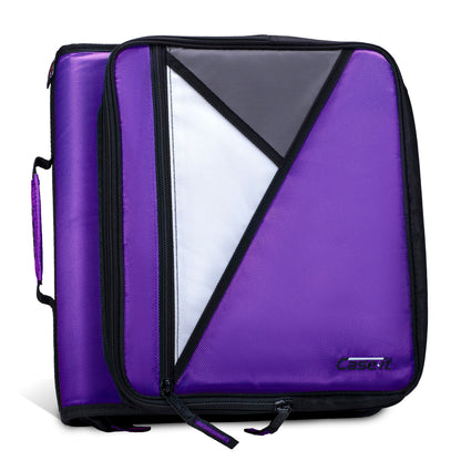 Case-It 2 Inch 3 D-Ring Zipper Binder with Padded Laptop Case Workstation, Shoulder Strap, LT-117, Black