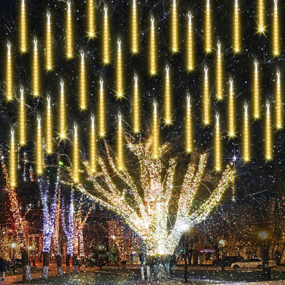 iBaycon 20 Tubes 480 LED Meteor Shower Rain Lights, 11.8 inches Cascading Icicle Lights Waterproof Outdoor, Connectable Falling Raindrop Lights with Timer for Holiday Party Christmas Decorations