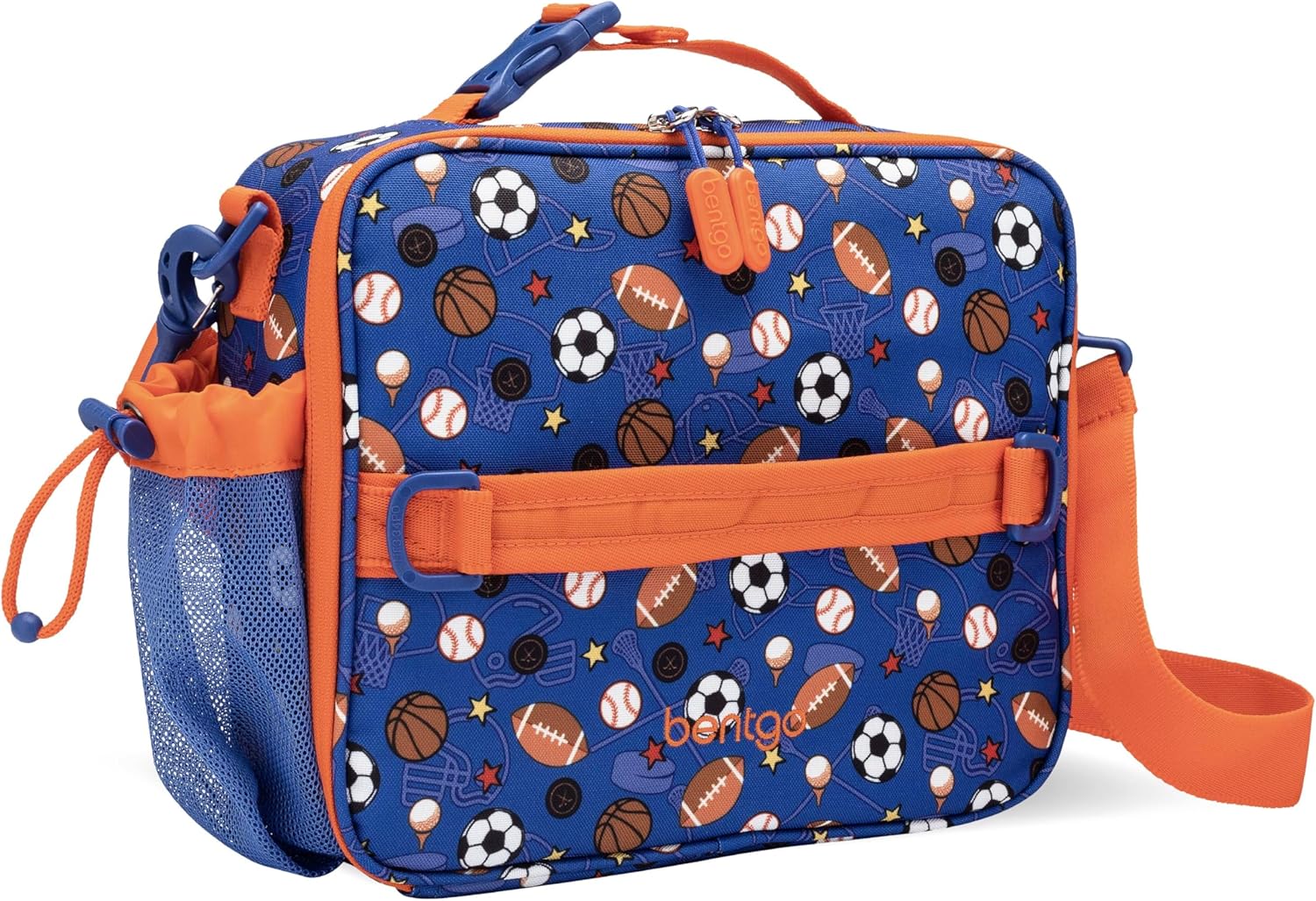 Bentgo Kids Lunch Bag - Double-Insulated, Reusable Lunch Bag for Kids 3+ with Adjustable Strap; Holds Lunch Box/Water Bottle/Snacks; Easy-Clean, Water-Resistant & Pockets (Sports)