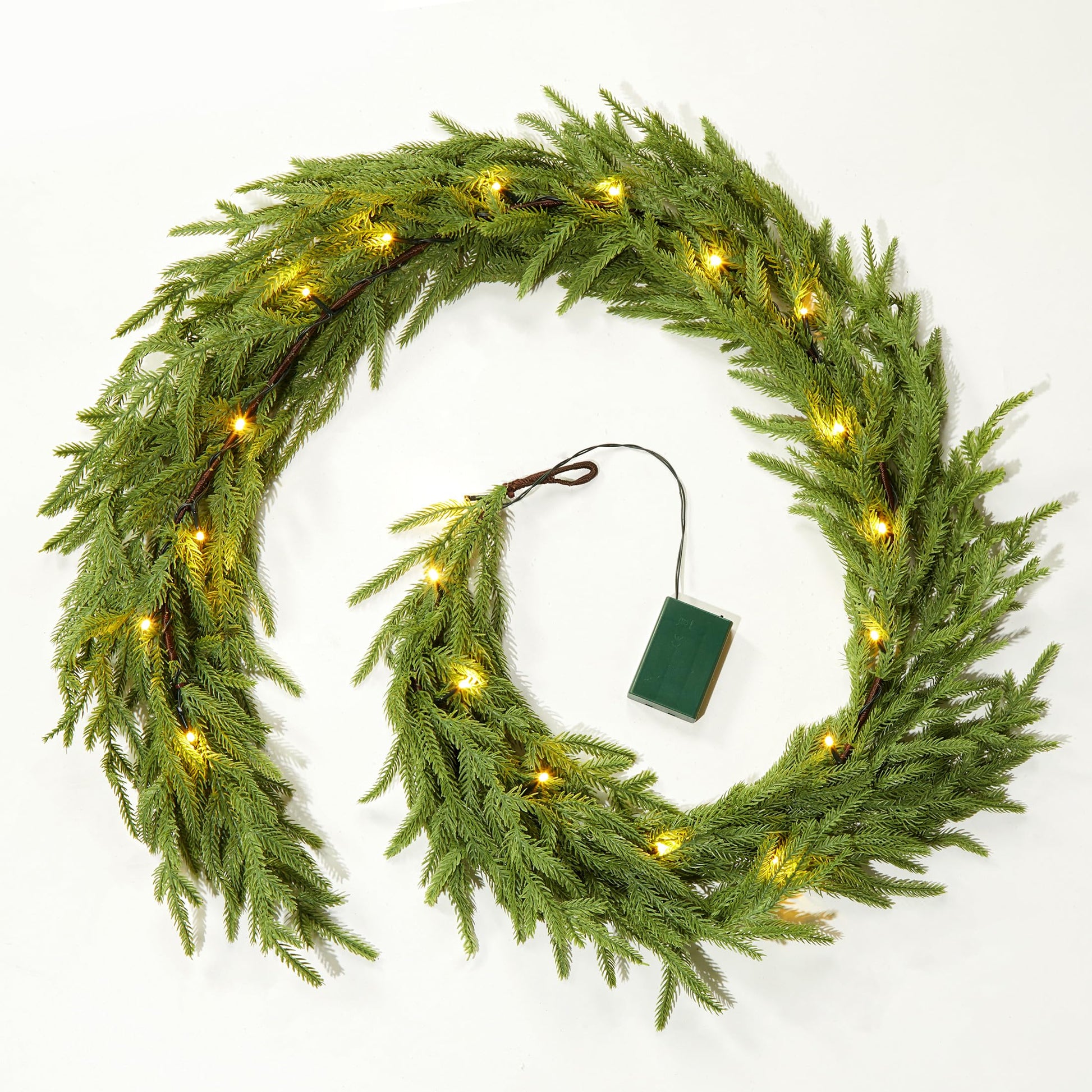 Brightown Pre-lit Christmas Garland with Lights, 6 Feet 20 LED Battery Operated Christmas Lights with Pine Cones, Berry, Eucalyptus Leaves, Indoor Christmas Decorations for Stairs, Fireplace, Door