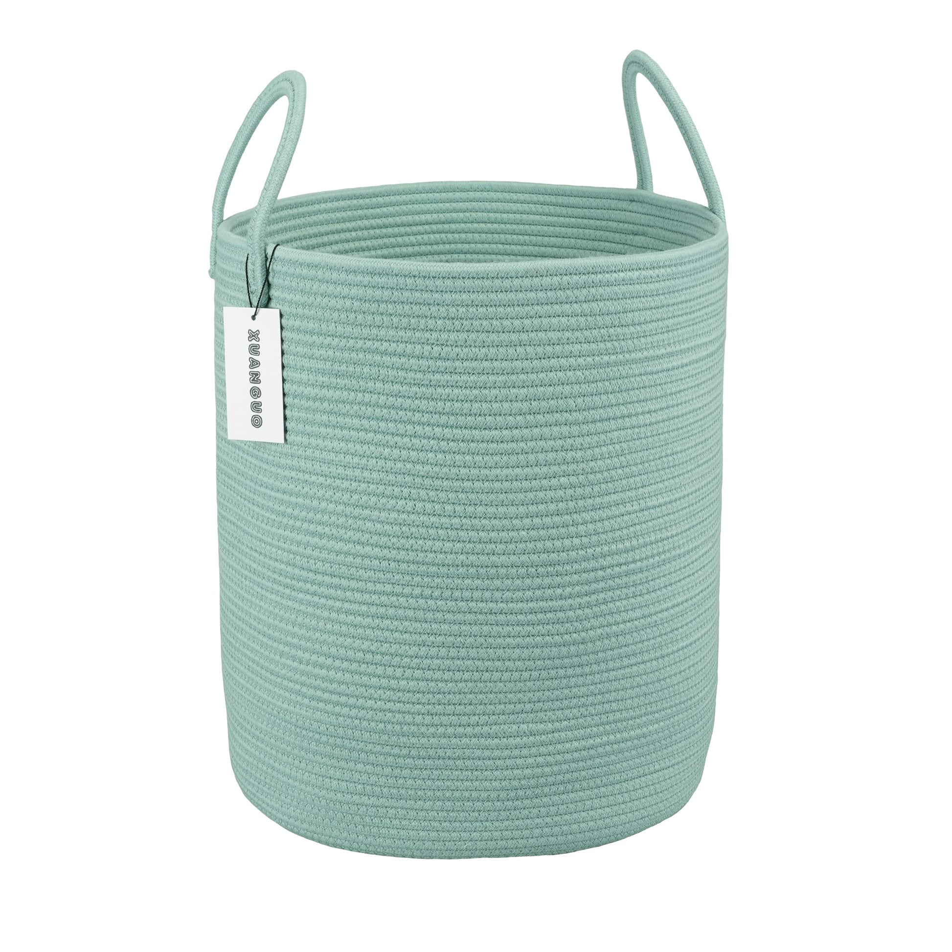 Cotton Rope Laundry Basket Hamper for Girls Kids Baby Nursery Hamper Bin Woven Storage Basket for Living Room Girls room Boho Tall Rope Baskets for Blanket Toys Large light pink