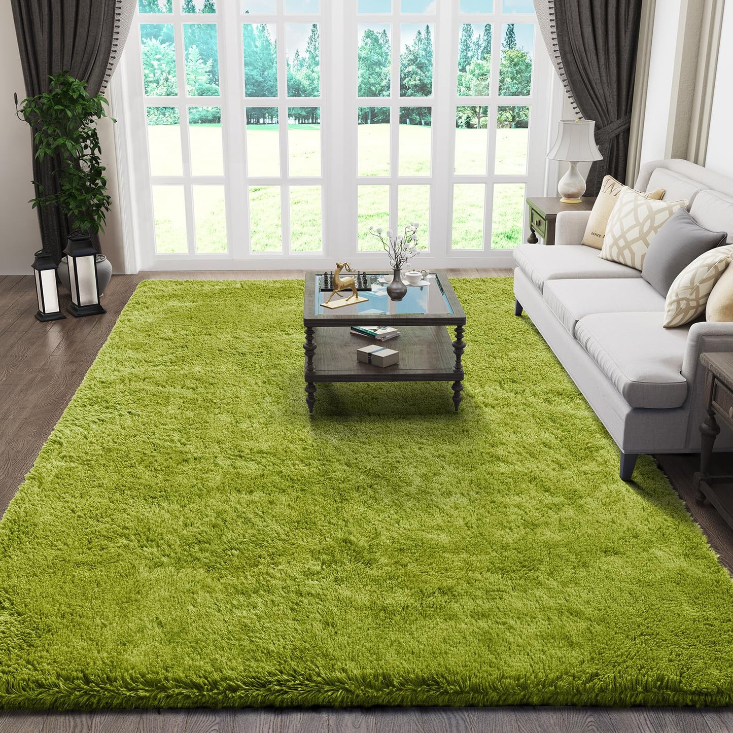 Ophanie Area Rugs for Bedroom Living Room, Grey Fluffy Fuzzy Shag Shaggy Soft Plush Carpet, 4x6 Indoor Floor Gray Rug for Kids Home Dorm Decor Aesthetic