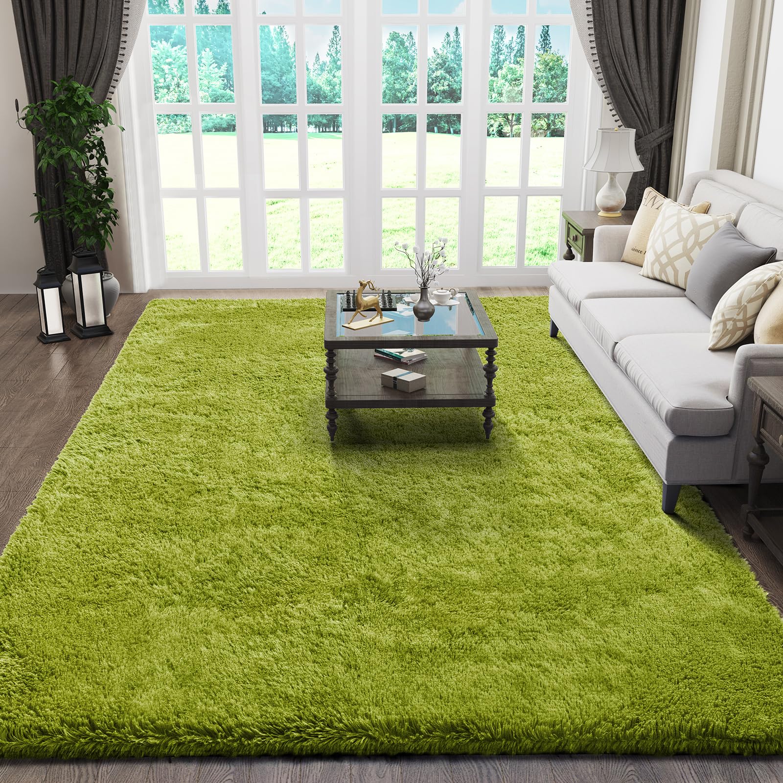 Ophanie Area Rugs for Bedroom Living Room, Grey Fluffy Fuzzy Shag Shaggy Soft Plush Carpet, 4x6 Indoor Floor Gray Rug for Kids Home Dorm Decor Aesthetic