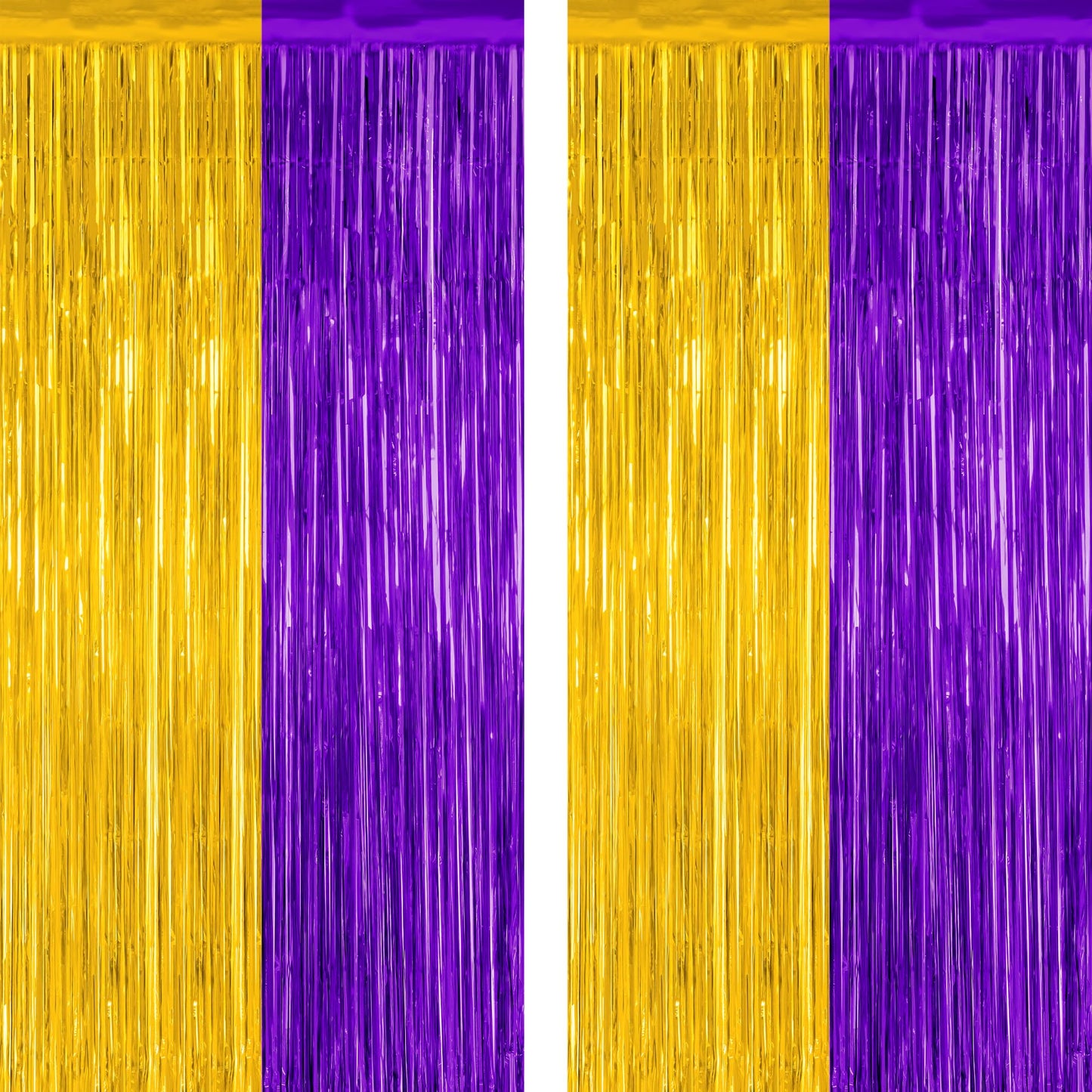 2 Pack Halloween Backdrop, 3.28 FT x 7.05 FT Foil Fringe Curtains, Orange Purple Black Party Streamer Tinsel Backdrop Curtains, Halloween Decorations Door Decor Photo Props Party Supplies