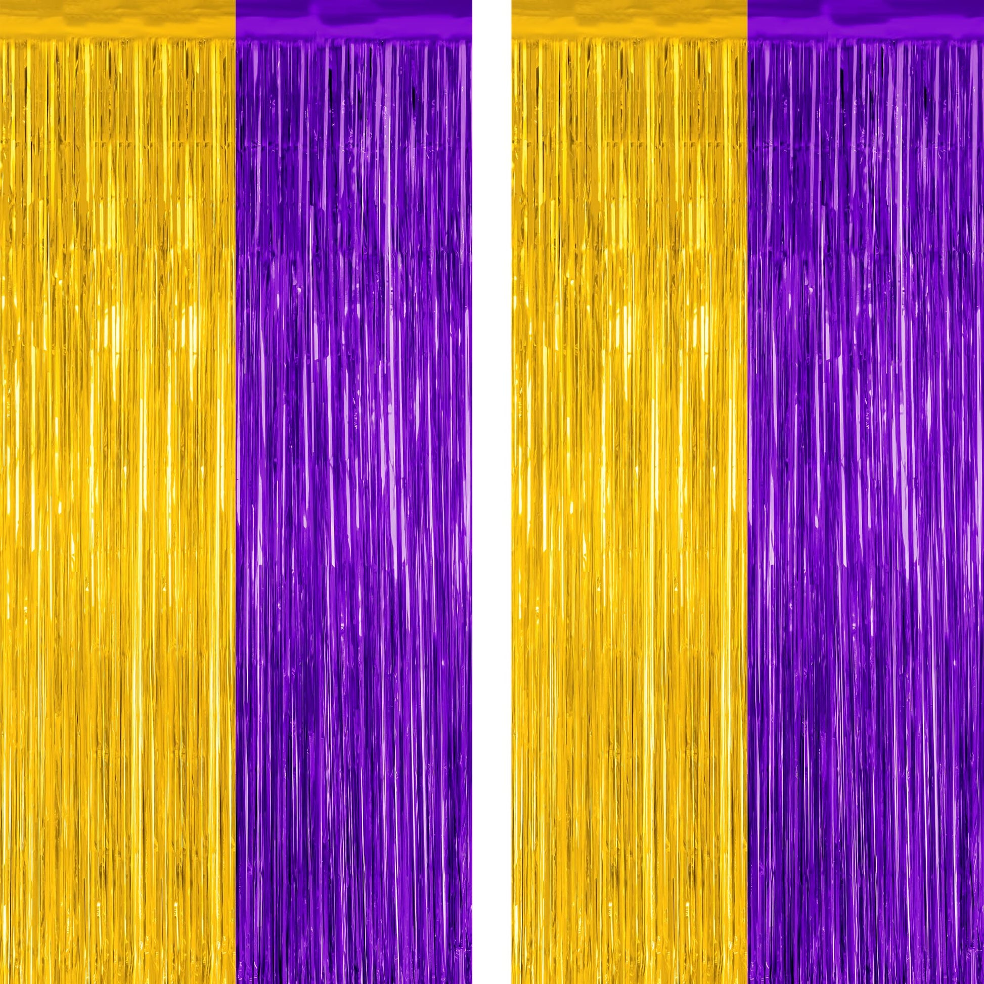 2 Pack Halloween Backdrop, 3.28 FT x 7.05 FT Foil Fringe Curtains, Orange Purple Black Party Streamer Tinsel Backdrop Curtains, Halloween Decorations Door Decor Photo Props Party Supplies