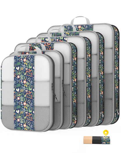 10 Set Compression Packing Cubes for Travel Essentials,Compressible Expandable Packing Cubes for Suitcase,OlarHike Luggage Organizer Bags for Travel,Handy Helper for Organizing Clothes(Black)