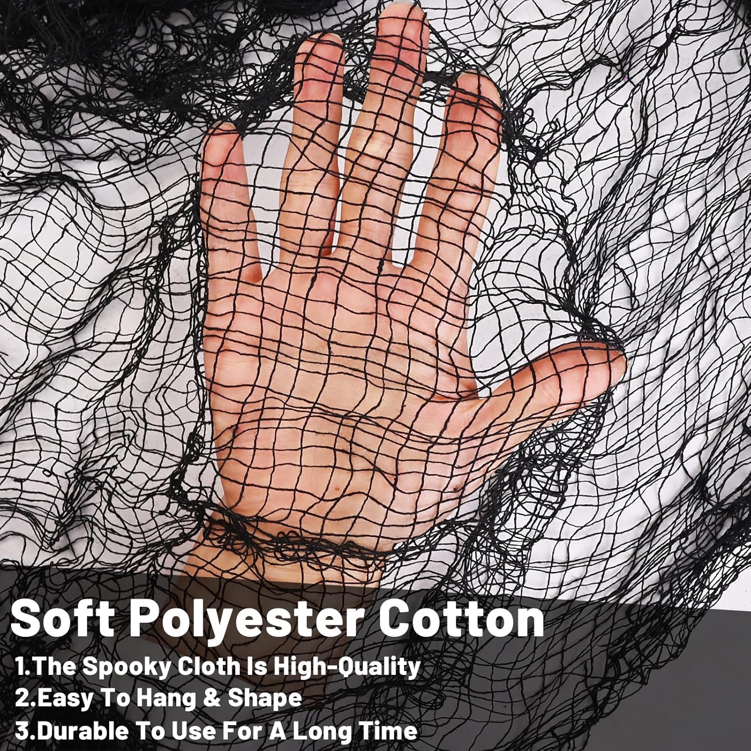 4 Pack Halloween Creepy Cloth Decorations, 30X72 Inch Black Scary Halloween Gauze Cloths, Spooky Cloth for Haunted House, Outdoor Patio, Garden, Halloween Indoor Wall Windows Black Cheesecloth Decor