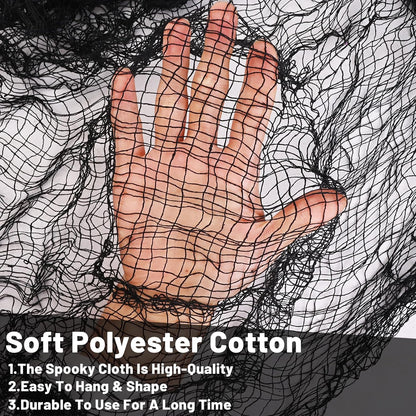 4 Pack Halloween Creepy Cloth Decorations, 30X72 Inch Black Scary Halloween Gauze Cloths, Spooky Cloth for Haunted House, Outdoor Patio, Garden, Halloween Indoor Wall Windows Black Cheesecloth Decor