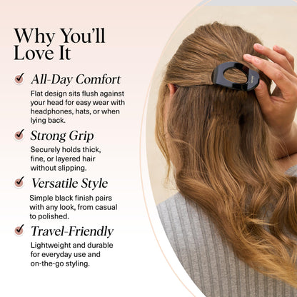 Kitsch Medium Flat Claw Clips for Women - Stylish Flat Hair Clips, Strong Hold for Thick & Fine Hair | Non-Slip for Secure, Comfortable All-Day Wear | Ideal Gifts for Women - Tortoise Design