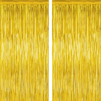 2 Pack Halloween Backdrop, 3.28 FT x 7.05 FT Foil Fringe Curtains, Orange Purple Black Party Streamer Tinsel Backdrop Curtains, Halloween Decorations Door Decor Photo Props Party Supplies