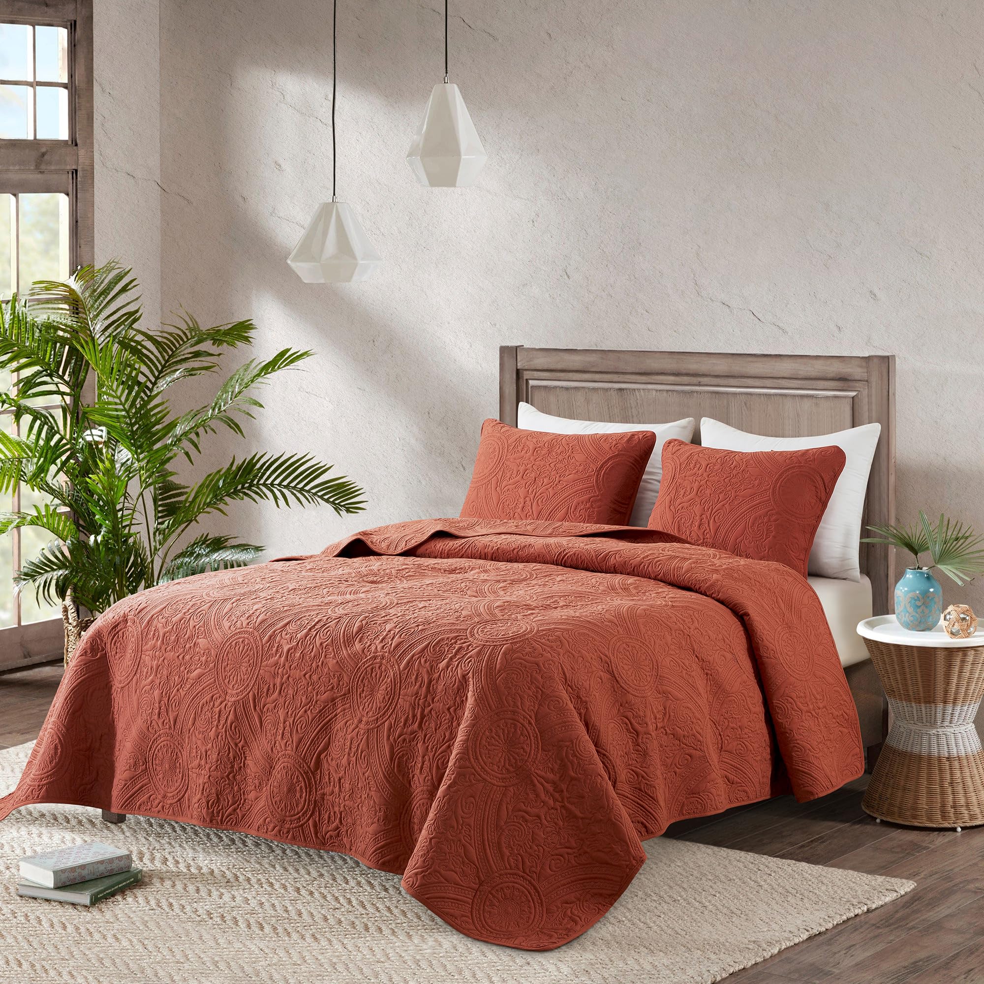 ROARINGWILD Ivory Queen Size Quilt Bedding Sets with 2 Pillow Shams, Full Cream Lightweight Soft Bedspread Coverlet, Thin Comforter Bed Cover for All Season, 3 Pieces, 90x90 inches