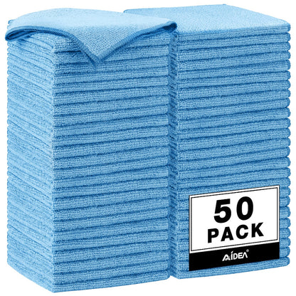 AIDEA Microfiber Cleaning Cloth, 50PK, Microfiber Towels for Cars, Premium Wash Cloths, Dusting Cloth Cleaning Rags, Absorbent Towels for SUVs, House, Kitchen, Window, Cleaning Supplies12×12"