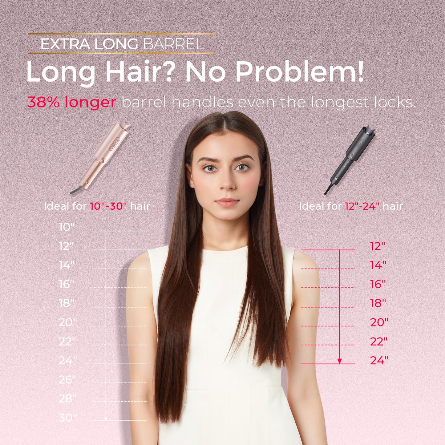 Upgraded Automatic Rotating Curling Iron - TYMO CurlPro Plus Long Barrel Curling Wand for Long Hair, Ceramic Hair Curler for Women, Anti-Scald, Tangle-Free, 600M Ionic, Dual Voltage, Gold, 1 Inch
