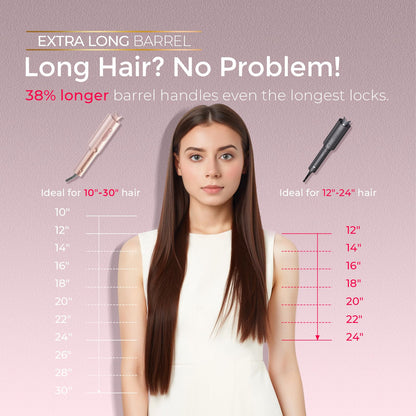 Upgraded Automatic Rotating Curling Iron - TYMO CurlPro Plus Long Barrel Curling Wand for Long Hair, Ceramic Hair Curler for Women, Anti-Scald, Tangle-Free, 600M Ionic, Dual Voltage, Gold, 1 Inch