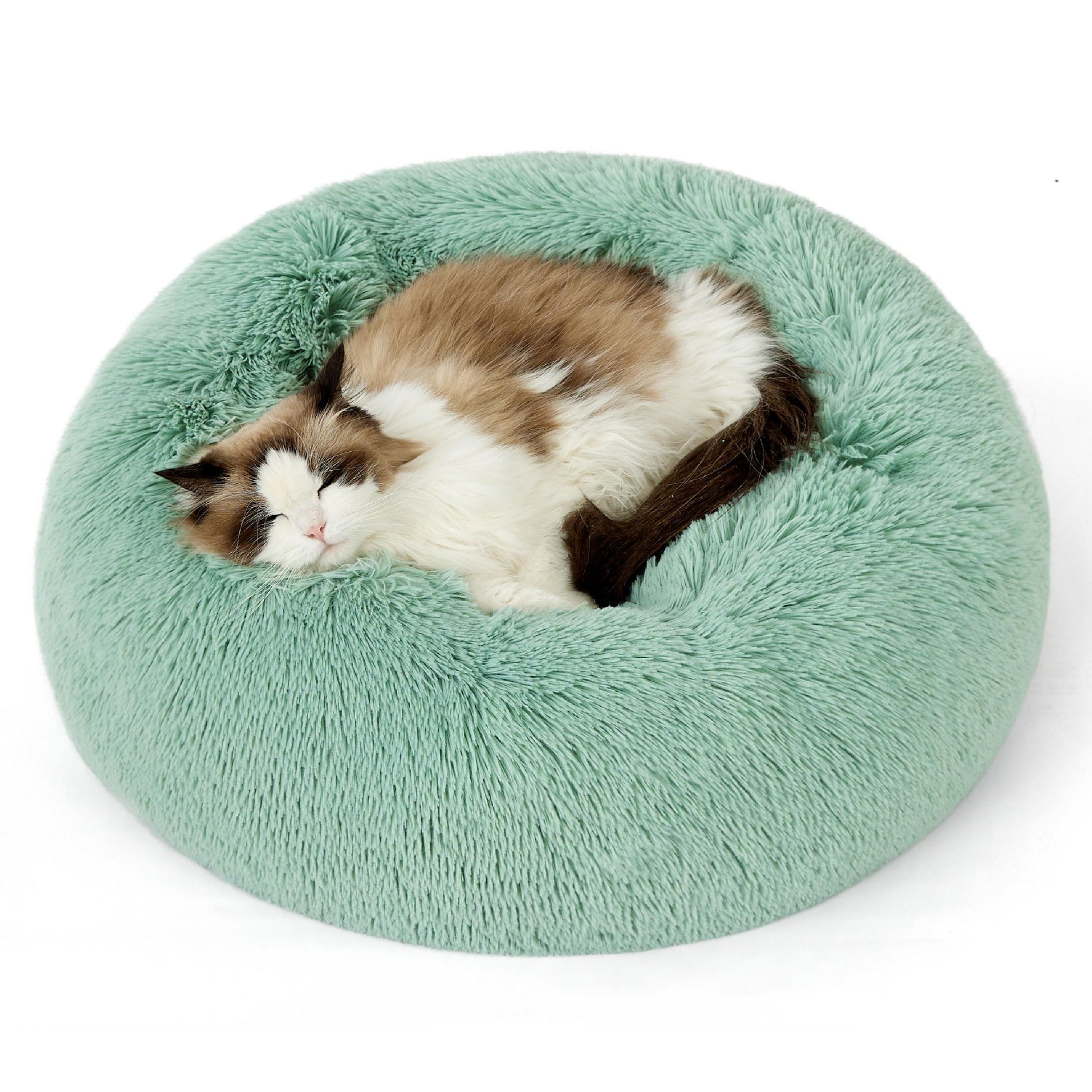 Bedsure Calming Dog Bed for Small Dogs - Donut Washable Small Pet Bed, 23 inches Anti-Slip Round Fluffy Plush Faux Fur Large Cat Bed, Fits up to 25 lbs Pets, Camel