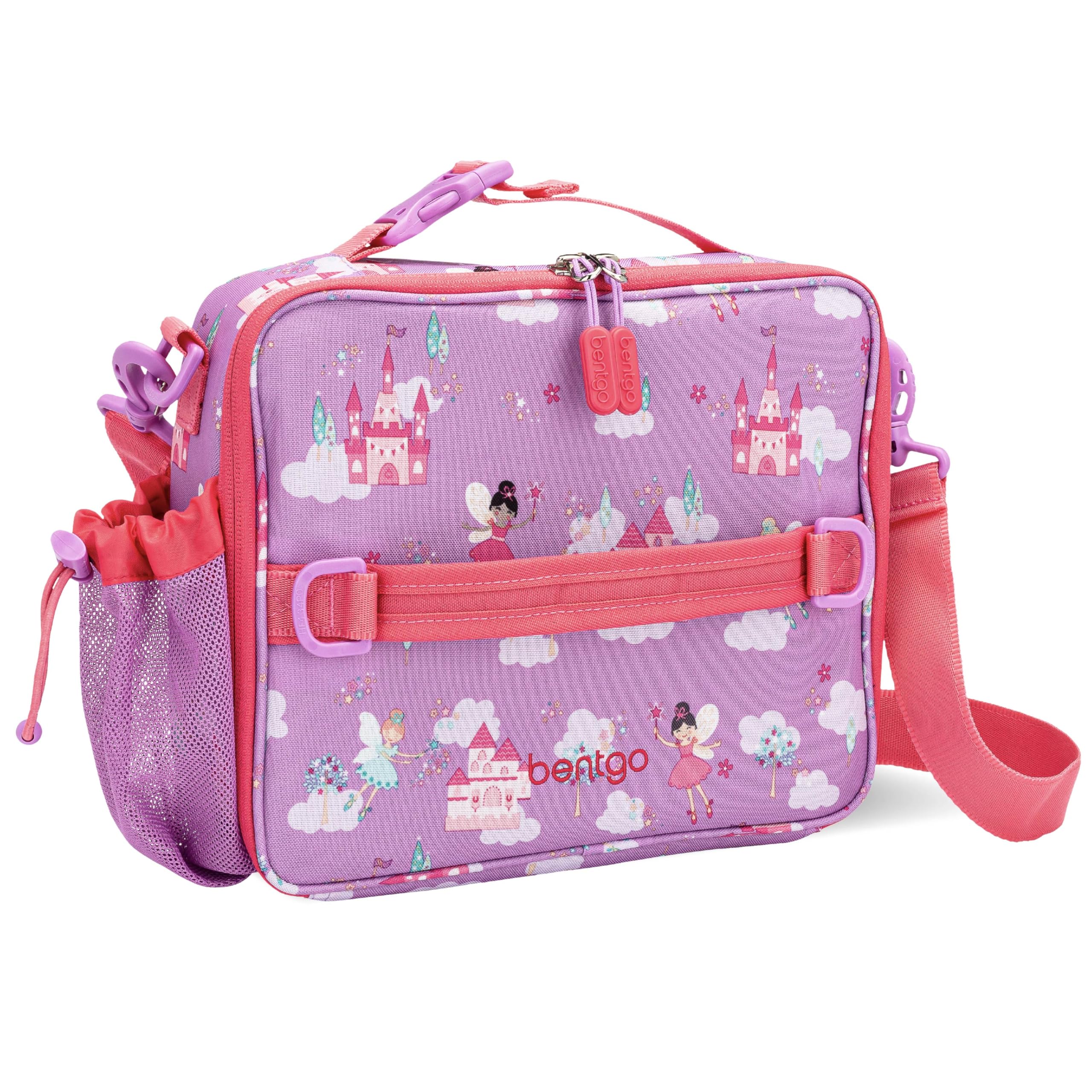 Bentgo Kids Lunch Bag - Double-Insulated, Reusable Lunch Bag for Kids 3+ with Adjustable Strap; Holds Lunch Box/Water Bottle/Snacks; Easy-Clean, Water-Resistant & Pockets (Sports)