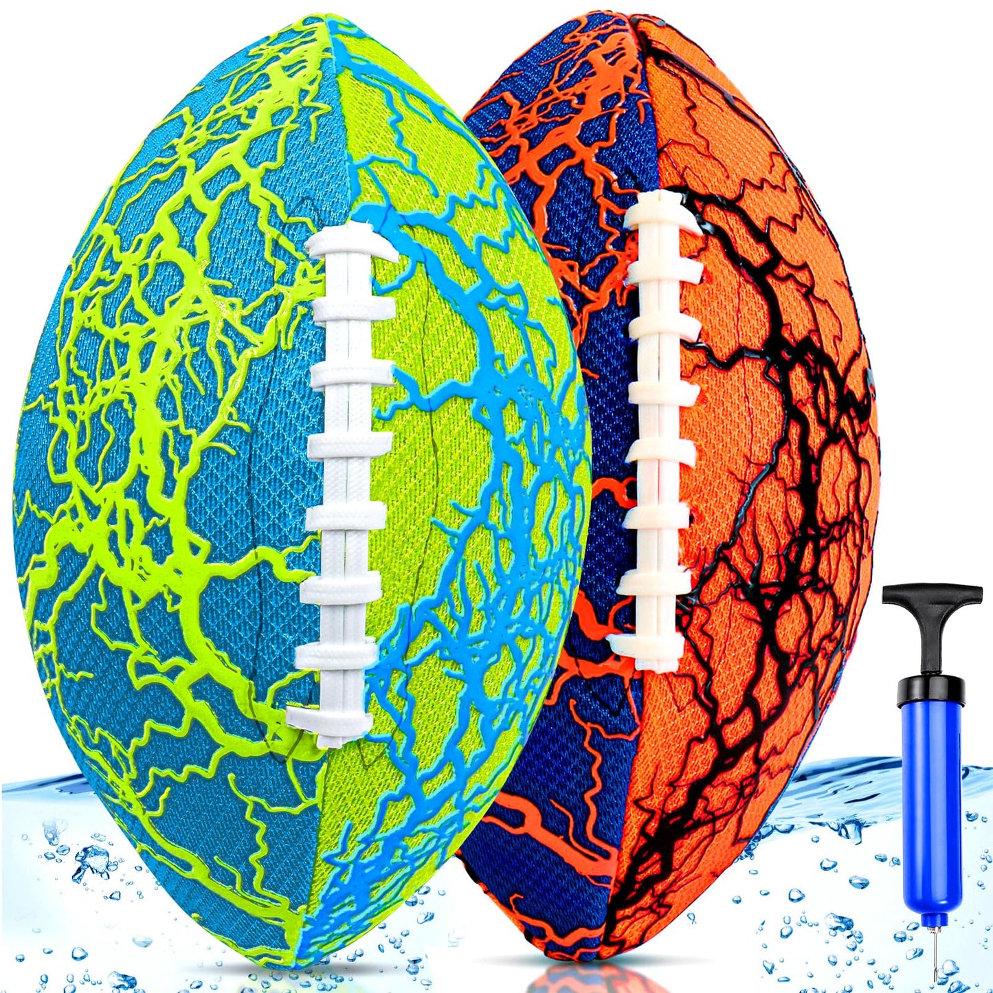 Jasonwell Pool Beach Water Football - 2 Pack Waterproof Football Strong Grip Fun Pool Toys Games for Swimming Pools Beach Lake Park Backyard Outdoor Play for Kids Children Teens Adults Family