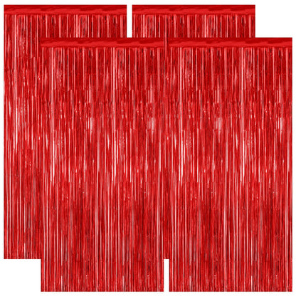 2 Pack Halloween Backdrop, 3.28 FT x 7.05 FT Foil Fringe Curtains, Orange Purple Black Party Streamer Tinsel Backdrop Curtains, Halloween Decorations Door Decor Photo Props Party Supplies