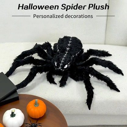Halloween Spider Plush - 34.6 Inch Large Black Soft Spider Pillow Stuffed Animal for Halloween Decor, Party Scary Props, Prank Birthday Gifts for Kids and Adults