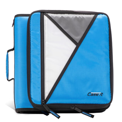 Case-It 2 Inch 3 D-Ring Zipper Binder with Padded Laptop Case Workstation, Shoulder Strap, LT-117, Black