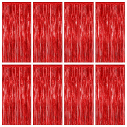 2 Pack Halloween Backdrop, 3.28 FT x 7.05 FT Foil Fringe Curtains, Orange Purple Black Party Streamer Tinsel Backdrop Curtains, Halloween Decorations Door Decor Photo Props Party Supplies