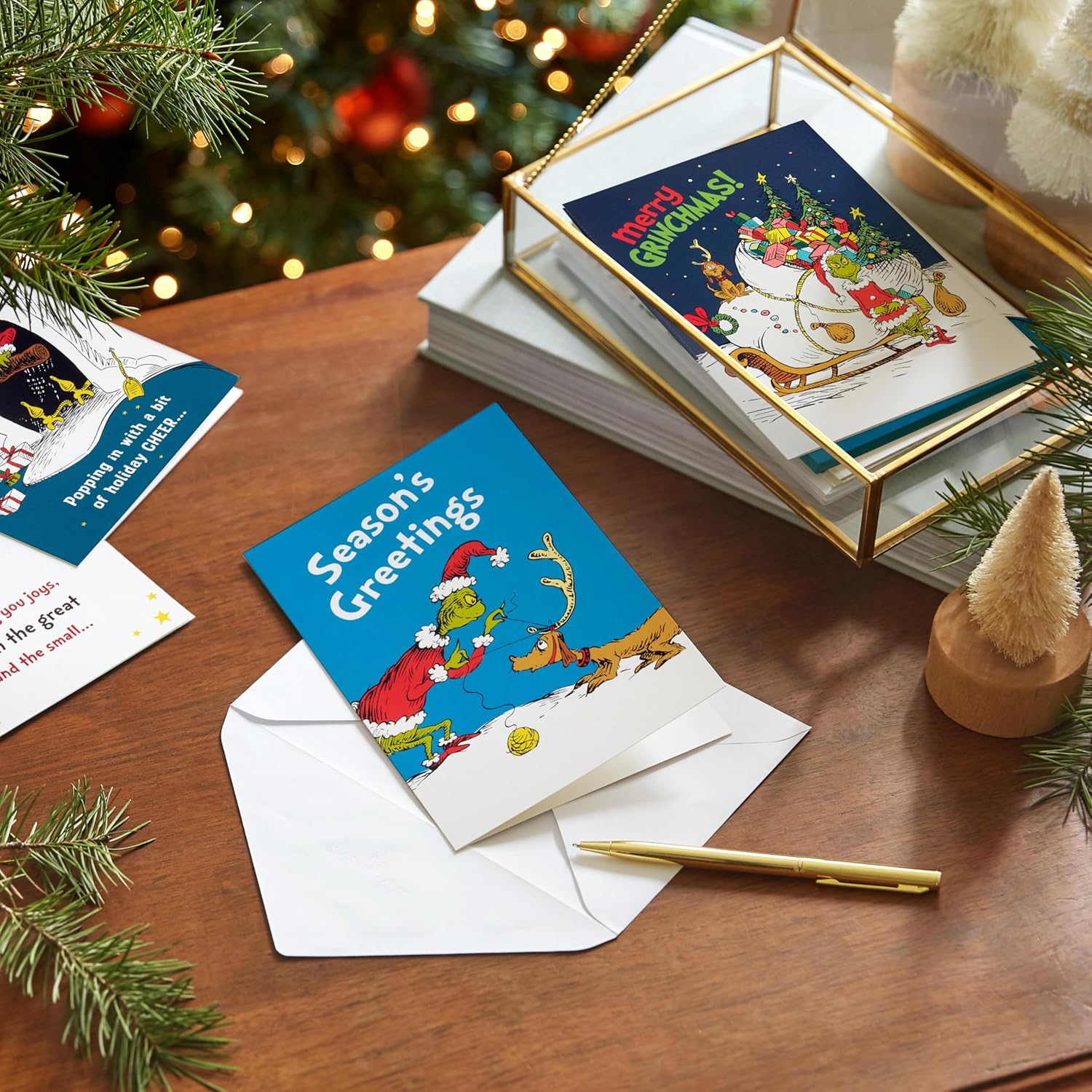 Hallmark Dr. Seuss Grinch Boxed Christmas Card Assortment (24 Cards and 24 Envelopes) Cindy Lou Who, Max the Dog, Merry Grinchmas