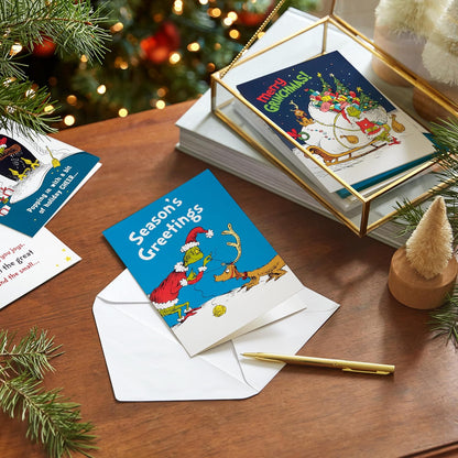 Hallmark Dr. Seuss Grinch Boxed Christmas Card Assortment (24 Cards and 24 Envelopes) Cindy Lou Who, Max the Dog, Merry Grinchmas