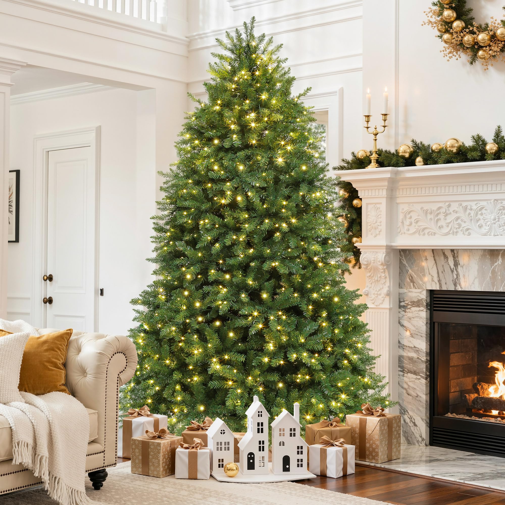 DWVO 6ft Pre-lit Black Christmas Tree with Lights, Prelit Halloween ChristmasTtrees with 818 Tips & 250 UL Listed Lights, Automatic Branches & Easy Assembly with Remote Control for Home Party