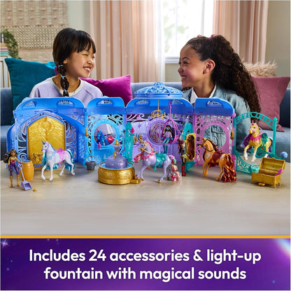 Unicorn Academy, Starglow Fountain & Stable Playset with Wildstar, Lights & Sounds, 24 Accessories, Dolls & Unicorn Toys, Gifts for Girls Ages 4 and up