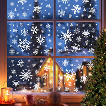 1000Pcs Snowflake Christmas Window Clings - Snowflake Christmas Window Decorations Stickers for Glass Windows Christmas Decorations Indoor Wtiner Holiday Office Bedroom Decor (10 Sheets)