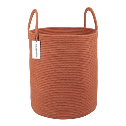 Cotton Rope Laundry Basket Hamper for Girls Kids Baby Nursery Hamper Bin Woven Storage Basket for Living Room Girls room Boho Tall Rope Baskets for Blanket Toys Large light pink