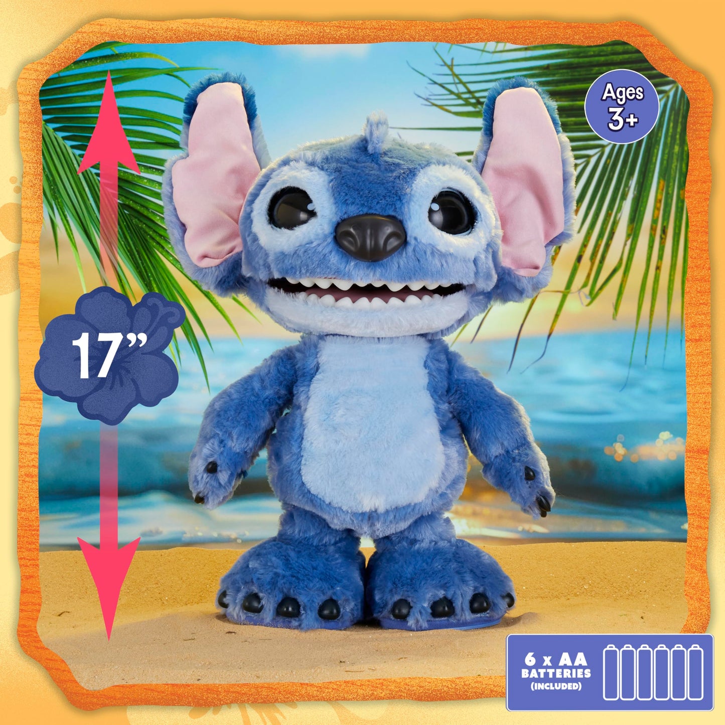 Disney Stitch Ultimate Angel Interactive 17" Plush Toy, 100+ Sounds & Reactions, Moves Like a Real-Life Angel, Amazon Exclusive, Toy for Fans, Girls, Boys, Kids 3 and Up by Just Play