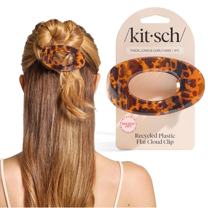 Kitsch Medium Flat Claw Clips for Women - Stylish Flat Hair Clips, Strong Hold for Thick & Fine Hair | Non-Slip for Secure, Comfortable All-Day Wear | Ideal Gifts for Women - Tortoise Design