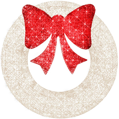 Best Choice Products 36in Pre-Lit Outdoor Christmas Wreath Decoration, LED Metal Holiday Decor for Home w/ 120 Lights, Bow - Green/Red