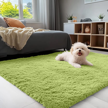 OLANLY Area Rugs for Living Room Bedroom, Machine Washable 4x5.9 ft Soft Fluffy Shaggy Bedside Rug, Indoor Floor Carpet for Kids Girls and Boys, Dorms, Nursery Rooms, Home Decor Aesthetic, Grey