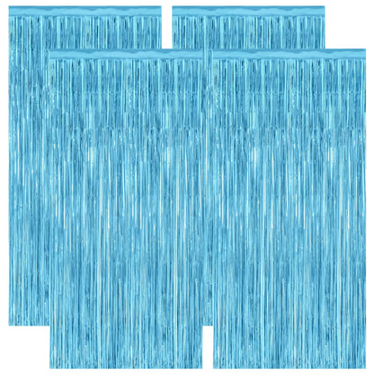 2 Pack Halloween Backdrop, 3.28 FT x 7.05 FT Foil Fringe Curtains, Orange Purple Black Party Streamer Tinsel Backdrop Curtains, Halloween Decorations Door Decor Photo Props Party Supplies