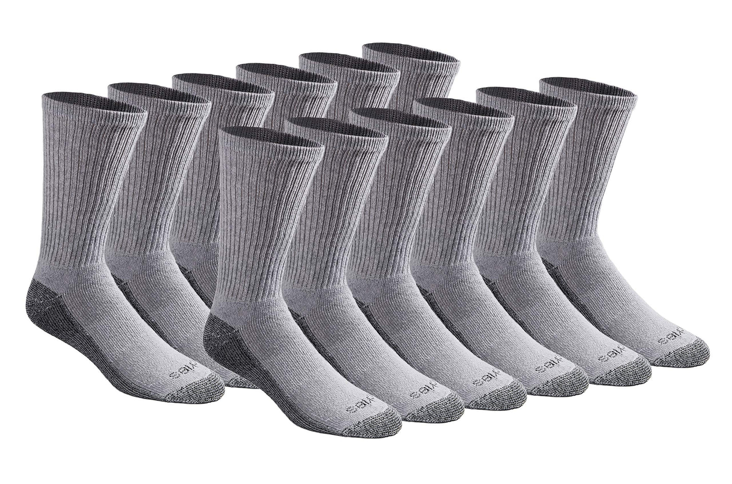 Dickies Men's Dri-Tech Original Moisture Control Crew Socks, Available in M-XXL (6, 12, 18 Pairs)