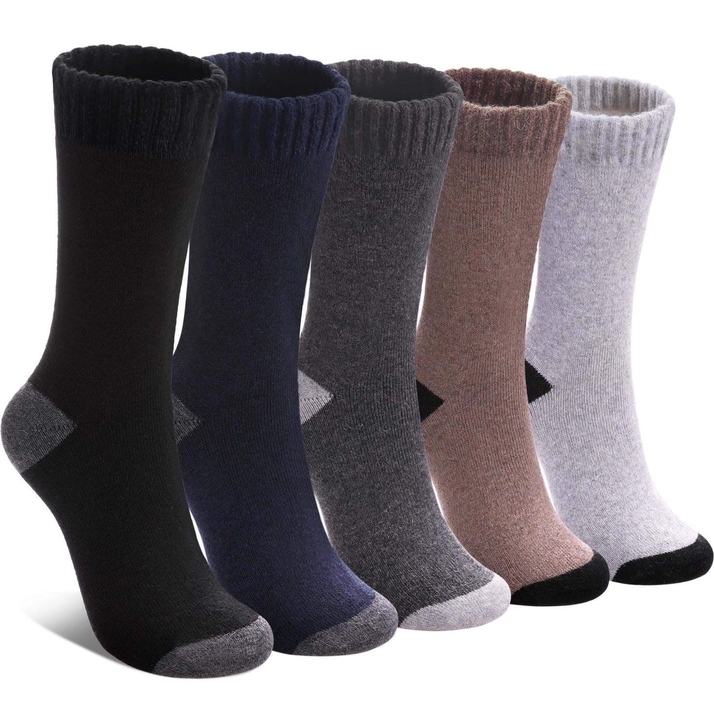 LINEMIN Wool Socks for Women Winter Warm Hiking Thick Warm Cozy Boot Crew Gift Socks 5 Pairs