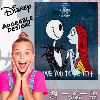 Disney Nightmare Before Christmas Blanket Fleece 59x51” Soft Bed Throw Sofa Couch Flannel Throw, Room Decor, Cozy, Warm Festive Gifts for Kids (Multi)
