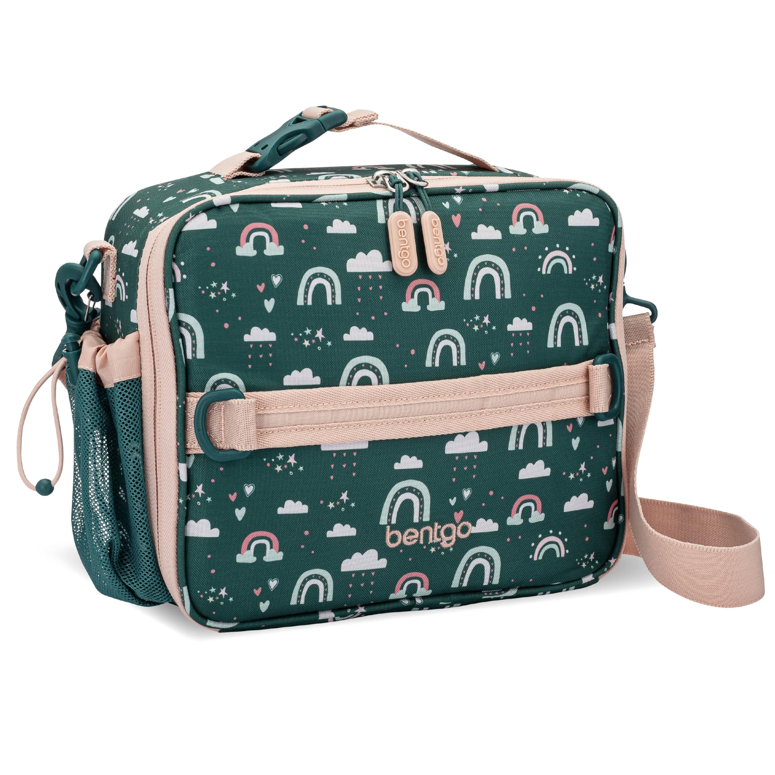 Bentgo Kids Lunch Bag - Double-Insulated, Reusable Lunch Bag for Kids 3+ with Adjustable Strap; Holds Lunch Box/Water Bottle/Snacks; Easy-Clean, Water-Resistant & Pockets (Sports)